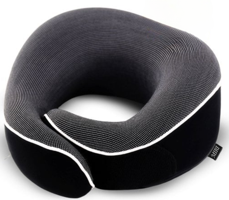 MiRi Nackenkissen -ã€Luxeã€‘Reisekissen - Nackenstütze - Memory Foam - Schwarz - Ergonomisch - Flugzeug/Auto/Heimbüro