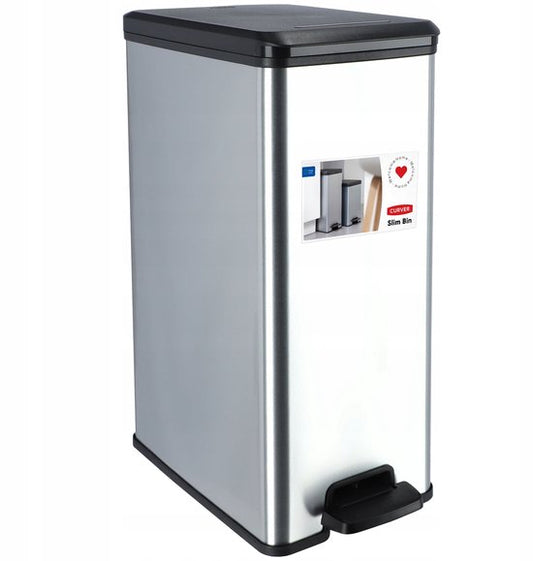 Curver Decobin Slim Mülleimer – 40 Liter – Metallic
