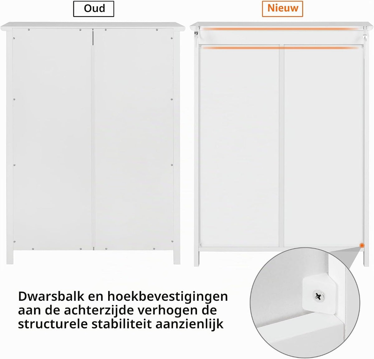 Yaheetech Badezimmerschrank mit 2 Türen und verstellbaren Einlegeböden – 60 x 30 x 80,5 cm – Weiß