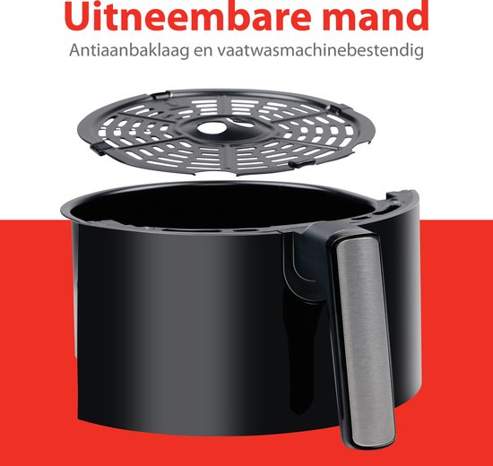 alpina Airfryer 3.5L - Heißluftfritteuse 2 bis 3 Personen - Heißluftfritteuse mit einstellbarer Temperatur von 80 bis 200°C - Heißluftofen Airfryer Timer bis zu 60 Minuten - 1400W - Schwarz