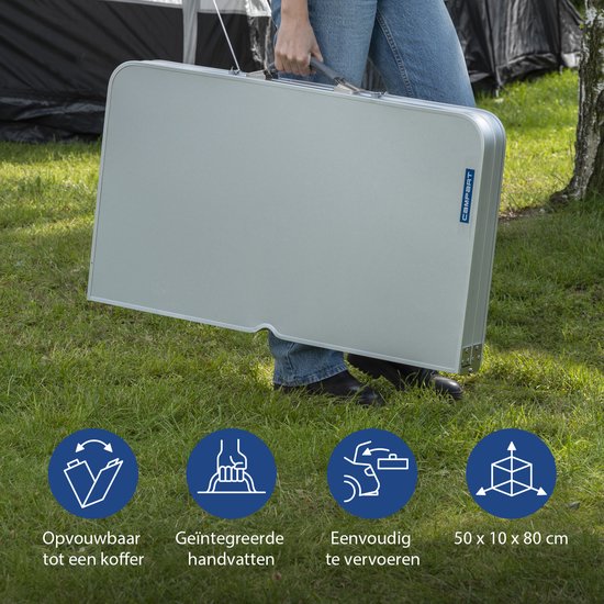 Campart Campingtisch TA-0875 – Picknicktisch-Set für 4 Personen – Zusammenklappbarer und leicht zu transportierender Picknicktisch – Wetterfest – Weiß