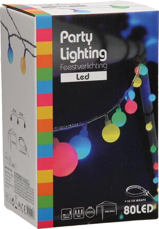 LED Multicolour Party Licht - 80 Lichter - 16 Meter - IP44