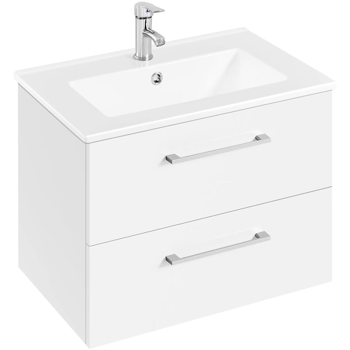 Yaheetech Hängender Waschtischunterschrank mit Keramikwaschbecken – 2-teilig – 61 x 39,5 x 45,5 cm – Weiß