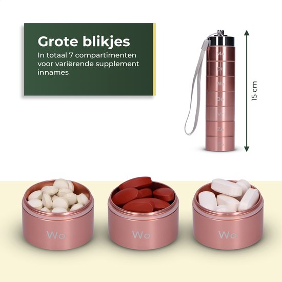 Gandria Pillenbox 7 Tage - Herausnehmbare Pillenbox - Pillenbox mit 7 Fächern - Medikamentenbox mit stabilem Verschluss - Hülse - Wasserdicht - Pink