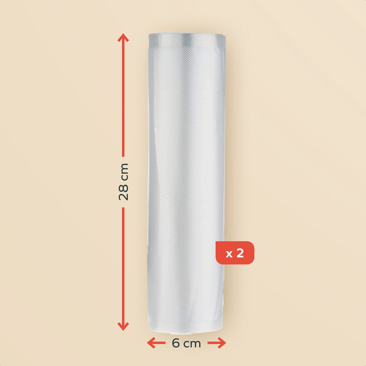 KitchenBrothers Vakuum-Rollen 2 Stück - 28x600cm - BPA-frei - Für Vakuumiermaschine & Sous-Vide - Universelle & starke Lebensmittelverpackung