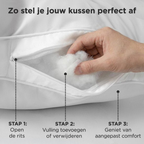 CozySense® Kopfkissen - 2er Set - 50x70 CM - Kühlendes Schlafkissen - Verstellbares Kissen mit extra Füllung - Kissen für Seiten-, Bauch- und Rückenschläfer