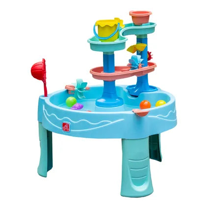 Step2 Double Spin & Showers Wassertisch – 22-teiliges Zubehörset – Blau – 71 x 71 x 82,5 cm