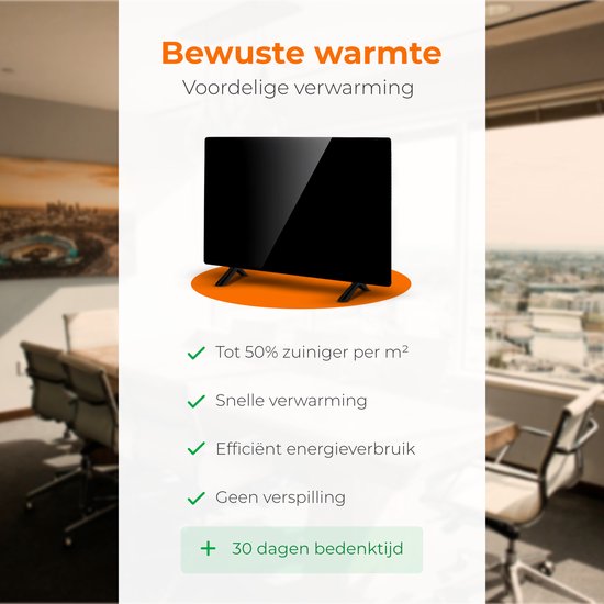 Wadu Infrarot-Heizpaneel - Infrarot-Paneel tragbar - Thermometer enthalten - Infrarot-Heizung - 480W - Schwarz