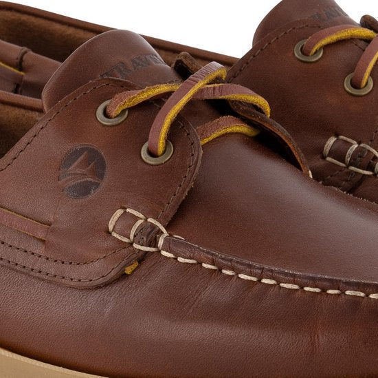 Travelin' Exmouth Men - Schnürbare Ledermokassins - Größe 42 - Stiefelschuh - Braunes Leder
