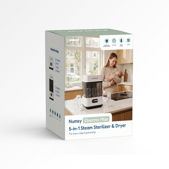 Numsy 5-in-1-Flaschensterilisator und -Trockner Max – Für bis zu 11 Flaschen geeignet Flaschensterilisator und -Trockner – Flaschensterilisator für Babys