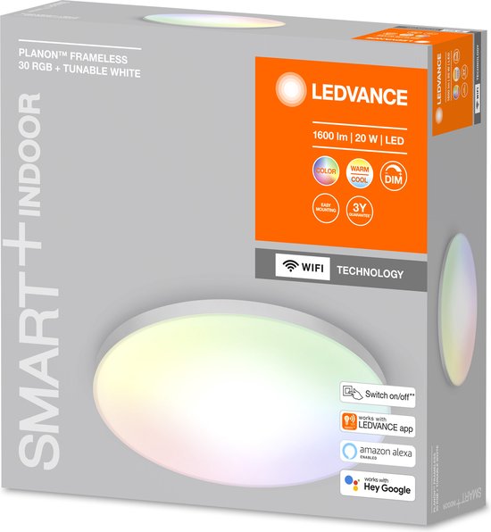 LEDVANCE Leuchte: für Decke, SMART+ MULTICOLOR / 2- W, 22-...24- V, Abstrahlwinkel: 11-, einstellbar weiß/RGB, 3-65- K, Gehäusematerial: Aluminium, IP2-