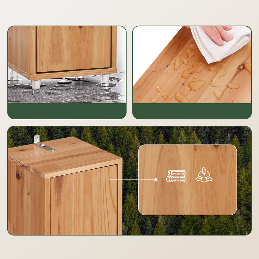 SoBuy Hoher Badezimmerschrank BZR34-II-SH 20 x 20 x 180 cm – Massives Zedernholz – Holzfarbe