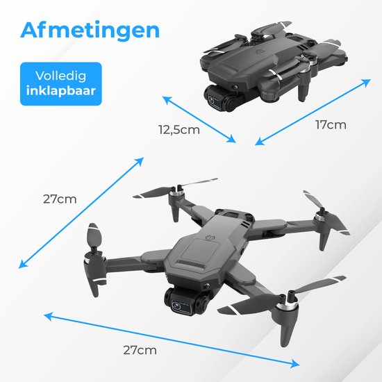 Nuvance - Drohne mit Kamera und GPS - 1080p Mini-Kamera - für draußen und drinnen - inkl. Tasche und 2 Akkus - Schwarz