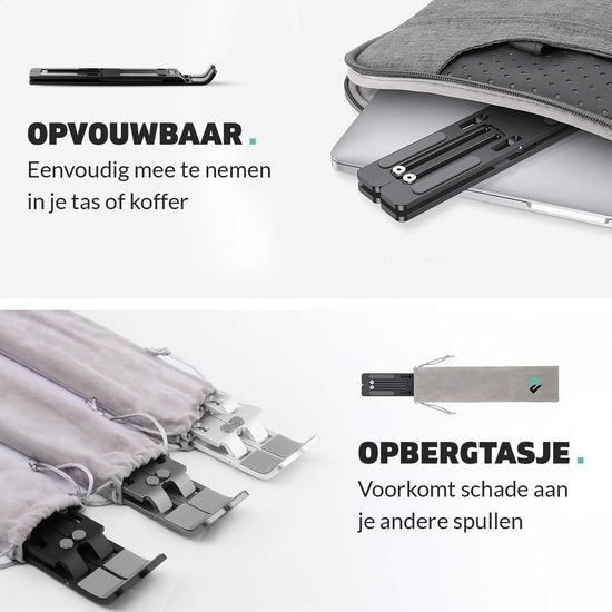 LURKÂ® Laptop-Ständer - Aluminium Laptop-Halterung - Verstellbar und klappbar - Ergonomisch - 6 Einstellwinkel