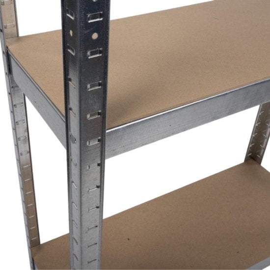 Kinzo - Regalschrank (Heavy Duty) - 5 MDF-Böden, Max. 750 kg, Montage ohne Schrauben - 172 x 75 x 30 cm - Metall/MDF - Grau/Braun