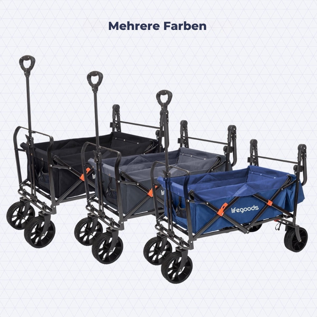 LifeGoods Wagon - faltbar - bis zu 120KG - 90L - waschbares Polyester - 120x80cm - Grau