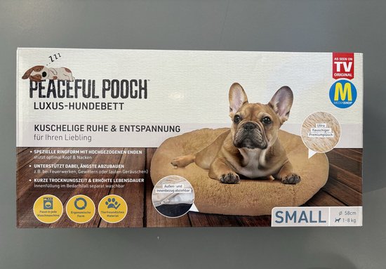 Peaceful Pooch S – flauschiges Hundebett – 58 cm Durchmesser – zusammenklappbar – in verschiedenen Größen erhältlich. Katzenbett – waschbar – herausnehmbare Füllung – entspannt Gelenke und Muskeln – rutschfester Noppenboden