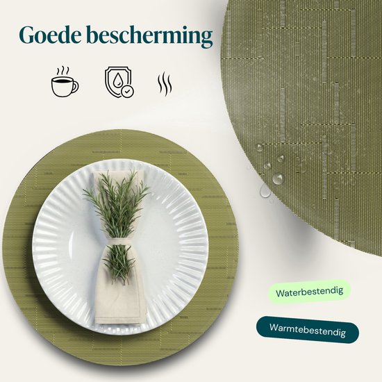 Castagnola Tischsets – Tischset aus Kunststoff – Untersetzer – Tischsets aus Kunststoff und PVC – 6 Stück – Durchmesser 37 cm – Grün
