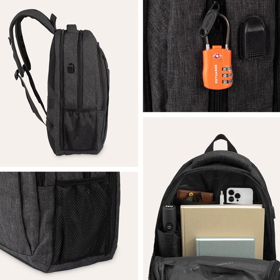 TRVLMORE Rucksack - 28L - 15.6 Zoll - Laptop-Rucksack - Schultasche Laptop-Tasche - Spritzwassergeschützt - Männer und Frauen - Anthrazit