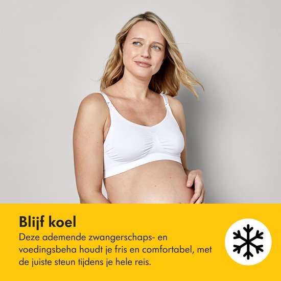 Medela Keep Cool BH – Nahtloser Still-BH – Schwangerschafts-BH mit 2 atmungsaktiven Zonen – Soft-Touch-Material – Weiß – Größe XL
