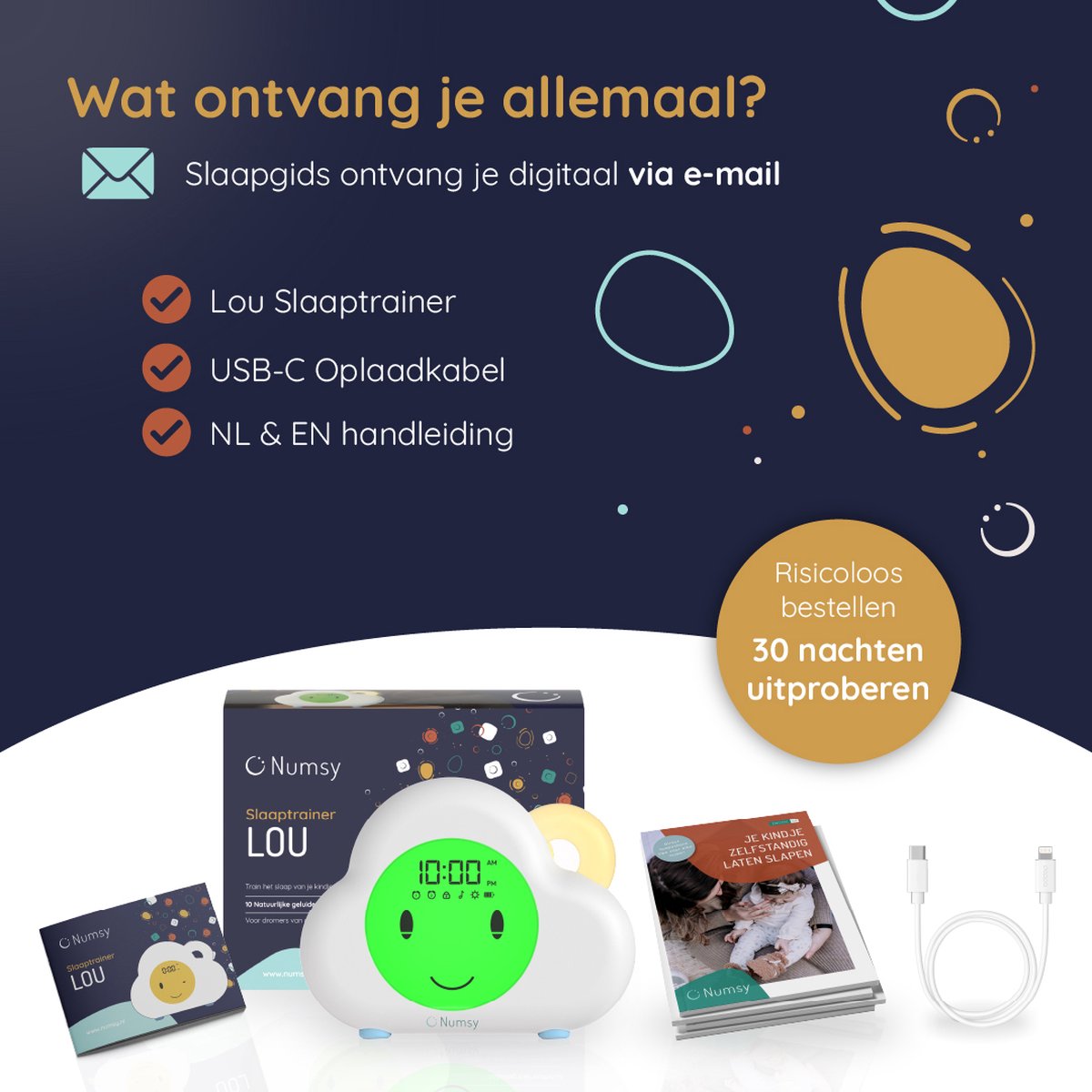 Numsy - Lou Sleep Trainer Kids - Kinderwecker mit Nachtlicht - LED - 16 x 11 x 4 cm - 5W - Cloud