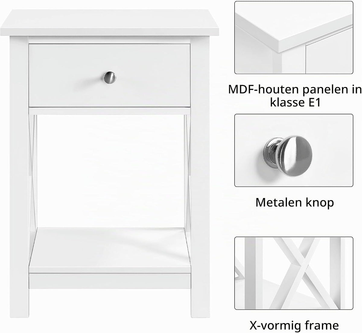 Yaheetech Beistelltisch mit Schublade – 40 x 30 x 55 cm – MDF – Mit Untergestell