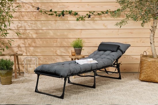 909 Outdoor Premium Lounger mit bequemen Kissen - Verstellbare Rückenlehne - 189x59x30cm - Maximale Belastbarkeit: 110KG