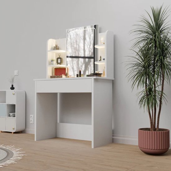 Frisiertisch Zoey - Inkl. LED-Spiegel - Weiß