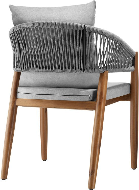 Tectake - 2er Set Gartenstühle Manacor - Seil-Design- wetterfest -  lackiertes Akazienholz - Grau/Beige