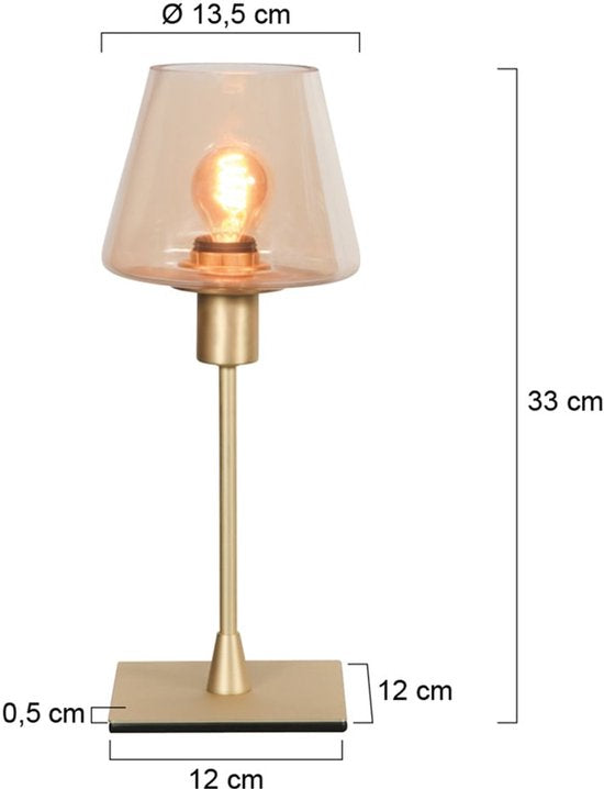 Tischlampe Ancilla 3102ME, klassisch, Messing, E14-Fassung, Touch-Ein-/Ausschaltung, mit Glas und Metall, für den Innenbereich – Steinhauer