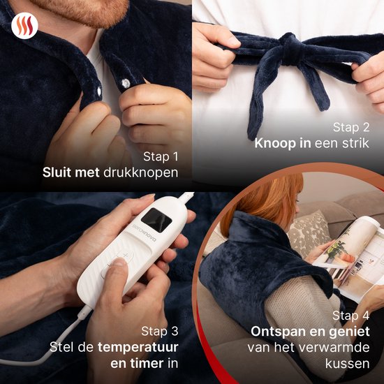 Seranova gewichtete elektrische Wärmekissen für Rücken, Schultern und Nacken - Heizkissen - Heizkissen - 1.3KG - 100w - Blau