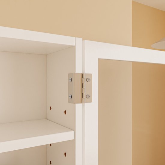 SoBuy Wandschrank mit 2 Flügeltüren und 4 verstellbaren Einlegeböden – Platzsparender Aufbewahrungsschrank – Wandmontage – Weiß – FSB113-W