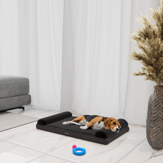 CozySense® Orthopädisches Hundekissen - 60 X 42 cm - Größe S - Wasserfest - Geeignet als Sitzkissen & Hundebett - Waschbarer Bezug - Schwarz
