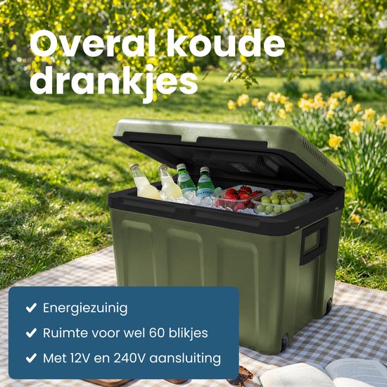 Auronic Coolbox Electric 12V und 230V - 40L - Auto - Camping Kühlschrank - Kühlung und Heizung - Frigobox - Grün