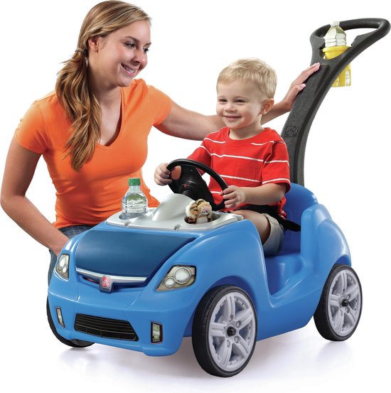 Step2 Whisper Ride Laufwagen in Blau – Schiebewagen / Laufwagen mit Schiebestange – Für Kinder ab 1,5 Jahren