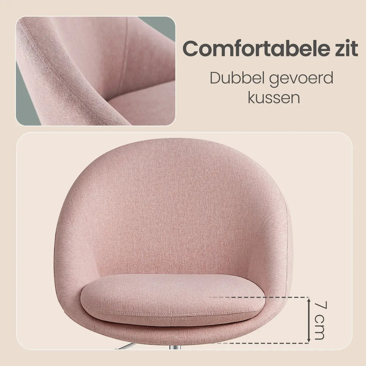 JOYFURNOS Drehbarer Bürostuhl – höhenverstellbar – rosa