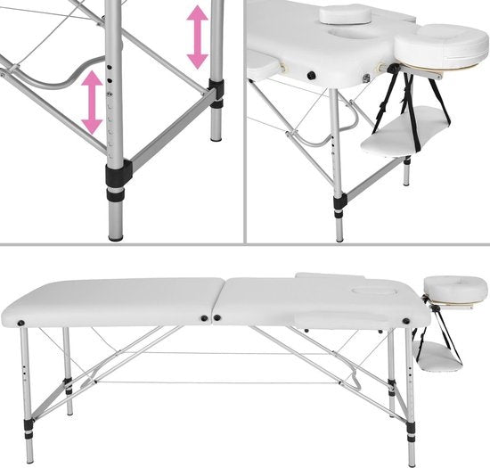 2-Zonen-Massagetisch - 4 cm Matratze - Alu - weiß - 402788