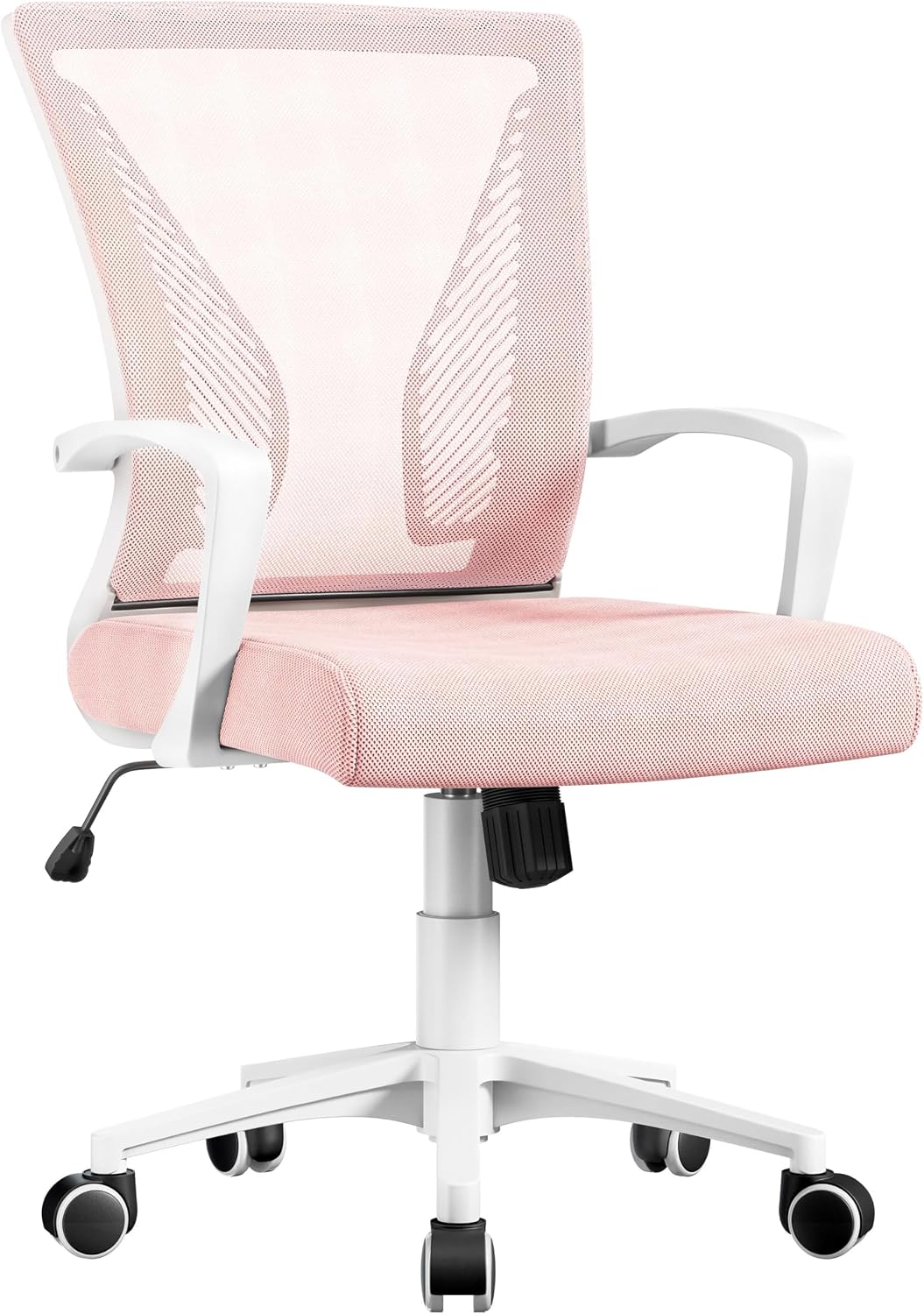 Yaheetech ergonomischer Bürostuhl mit Netzbezug – rosa