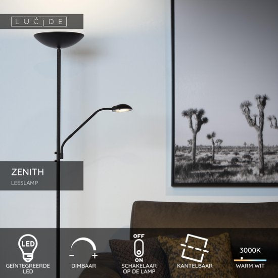 Lucide ZENITH – Leselampe – LED, dimmbar – 3000 K – Schwarz