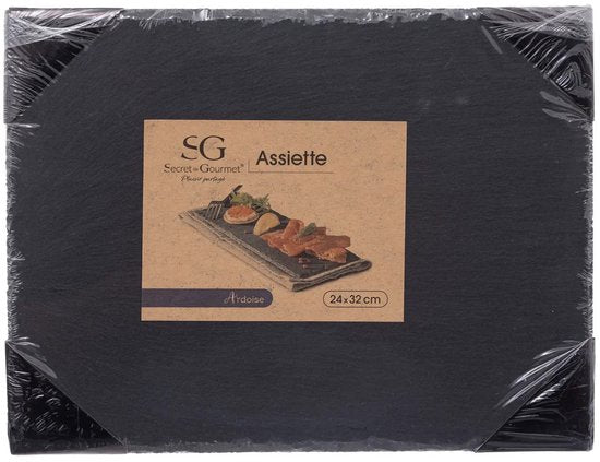 Secret de Gourmet Servierbrett für Häppchen/Fingerfood – 24 x 32 cm – Schiefer – Snackbrett – Tapasbrett – Käsebrett