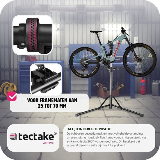 tectake - Fahrradreparaturständer Jan - klappbarer/höhenverstellbarer Montageständer - geeignet für E-Bikes/Elektrofahrräder - 404919