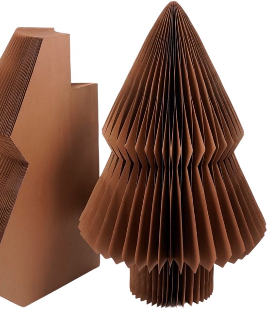 Mica Decorations Papier-Weihnachtsbaum – Zusammenklappbarer künstlicher Weihnachtsbaum – H 152 x Ø 104 cm – Weihnachtsdekoration – FSC Mix – Braun