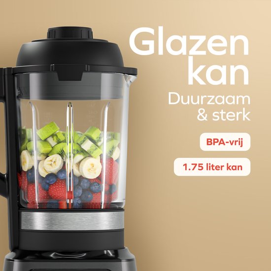 KitchenBrothers Blender - Thermoblender - 1.75L - Kochfunktion - 700+1000W - Smoothie Maker - Ice Crusher - Schwarz