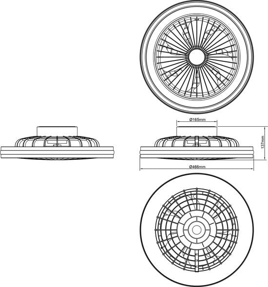 Brilliant - Palmero Deckenventilator - LED 40W - 3000K-6500K - Dimmbar - Schwarz