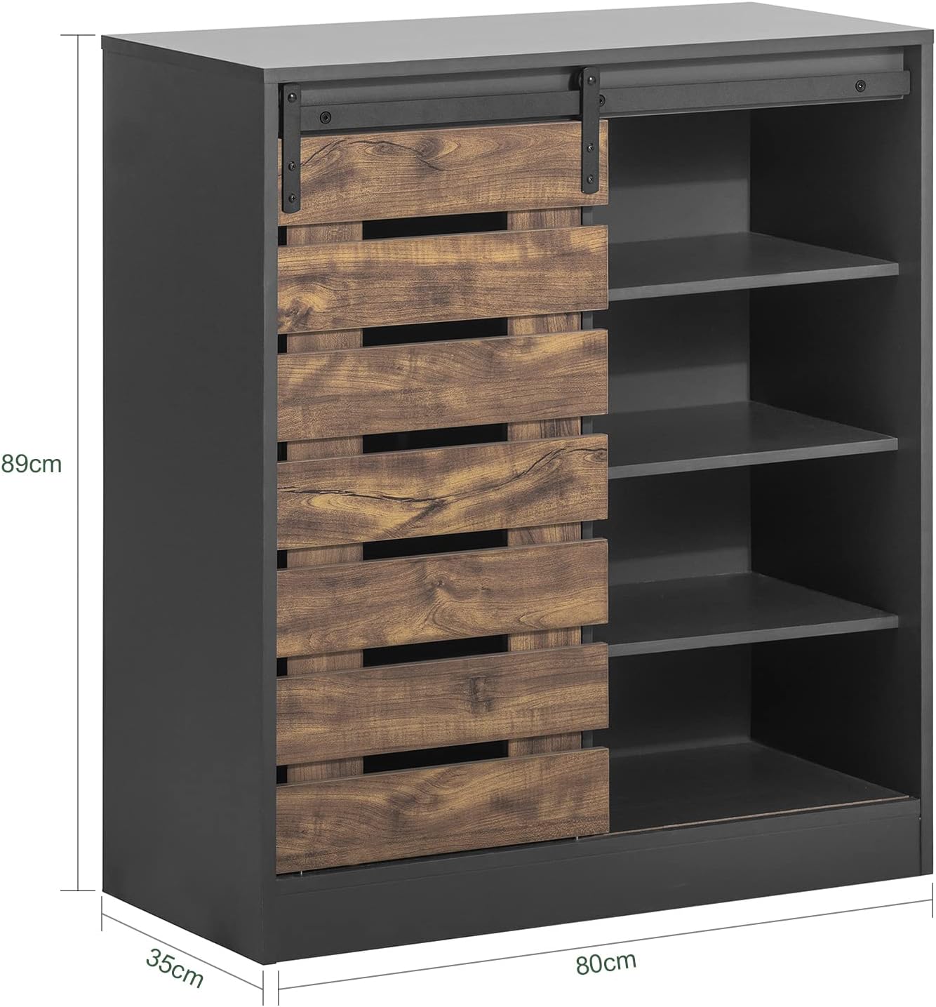 SoBuy Schuhschrank mit Schiebetür - 4 Fachböden - 80x35x89cm - FSB65-HG
