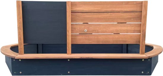 AXI Joey Sandkasten 158 x 91 x 57 cm Braun/Anthrazit – Mit Spielwand und Kreidetafel – Ovaler Sandkasten – Mit Abdeckplane und Bodenplane – 100 % FSC-zertifiziertes Hemlock-Holz