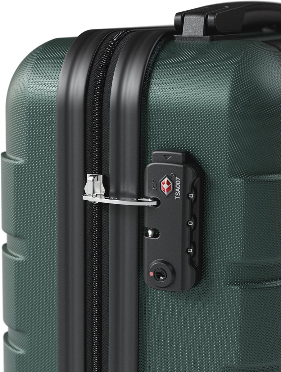 TRVLMORE Handgepäckkoffer für unter den Sitz – 40 x 30 x 20 cm – 24 l – TSA-Schloss – 2 Rollen – Dunkelgrün