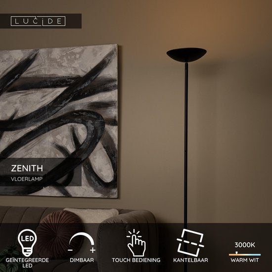 Lucide ZENITH – Stehlampe – LED, dimmbar – 1x20 W, 3000 K – Schwarz