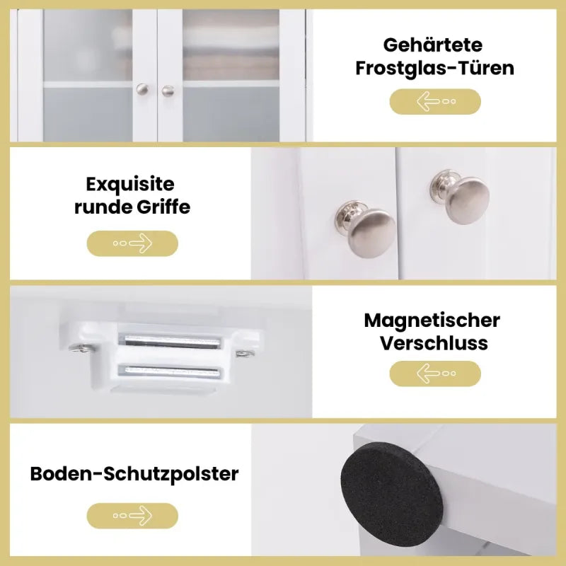 Küstenschrank - Verstellbar - MDF & Glas - 60 x 30 x 164 cm - Weiß