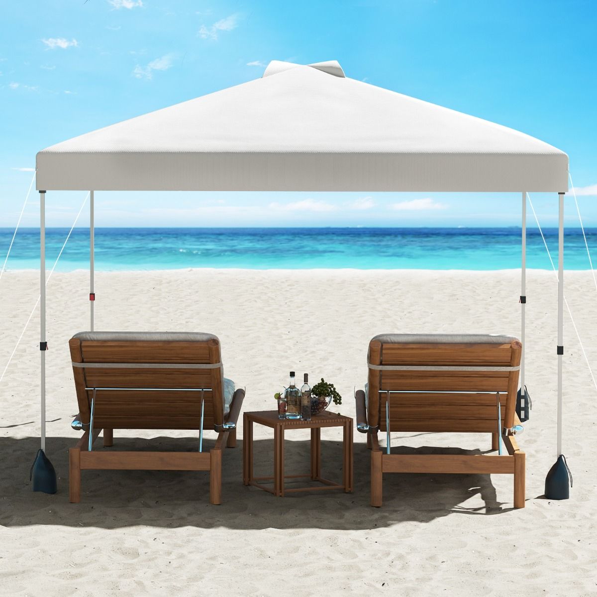 Coast Pop-up-Gartenpavillon – 3 x 3 m – abnehmbare Seitenwand – weiß
